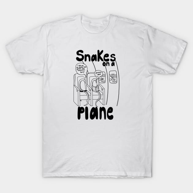 Snakes on a Plane (Black) T-Shirt by Aly Isaeff Art & Design